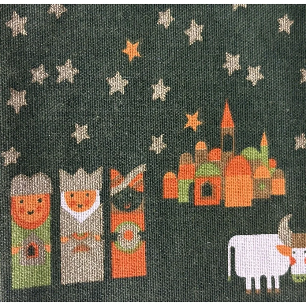 VTG Sodahl Nativity Table Runner Danish 70s Scandinavian Cotton Linen MCM X-Mas